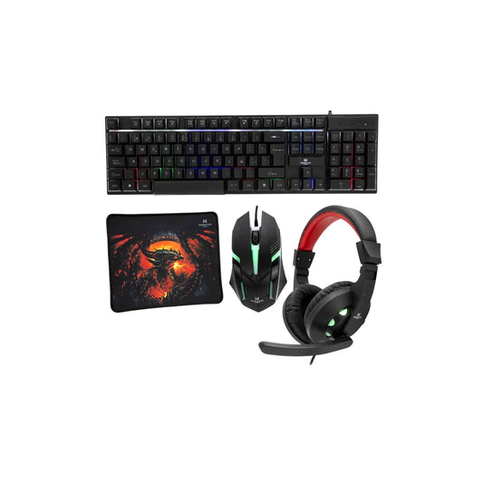 Kit 4 En 1 Monster Rgb Insertion K4125 Teclado Y Mouse