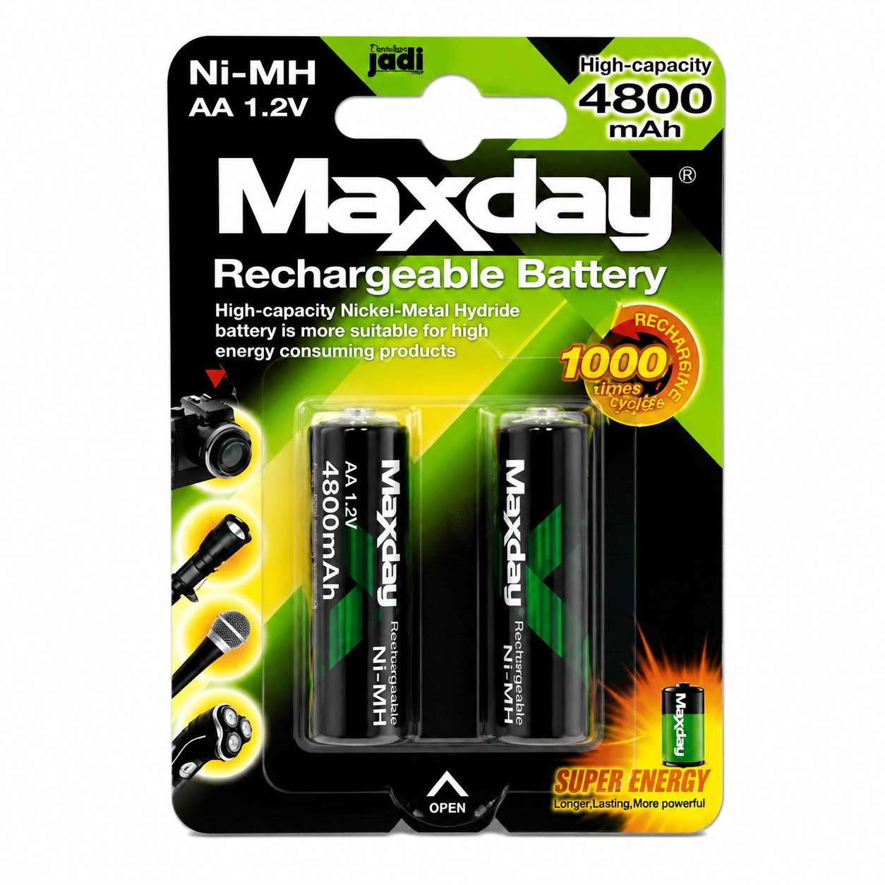 Pilas Recargables AA Maxday Ni-MH 1.2V Pack 2 Unidades 4800 MAH