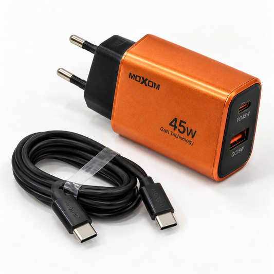 Cargador Moxom MX-HC305 GaN 45W USB-C PD y QC18W vista 2