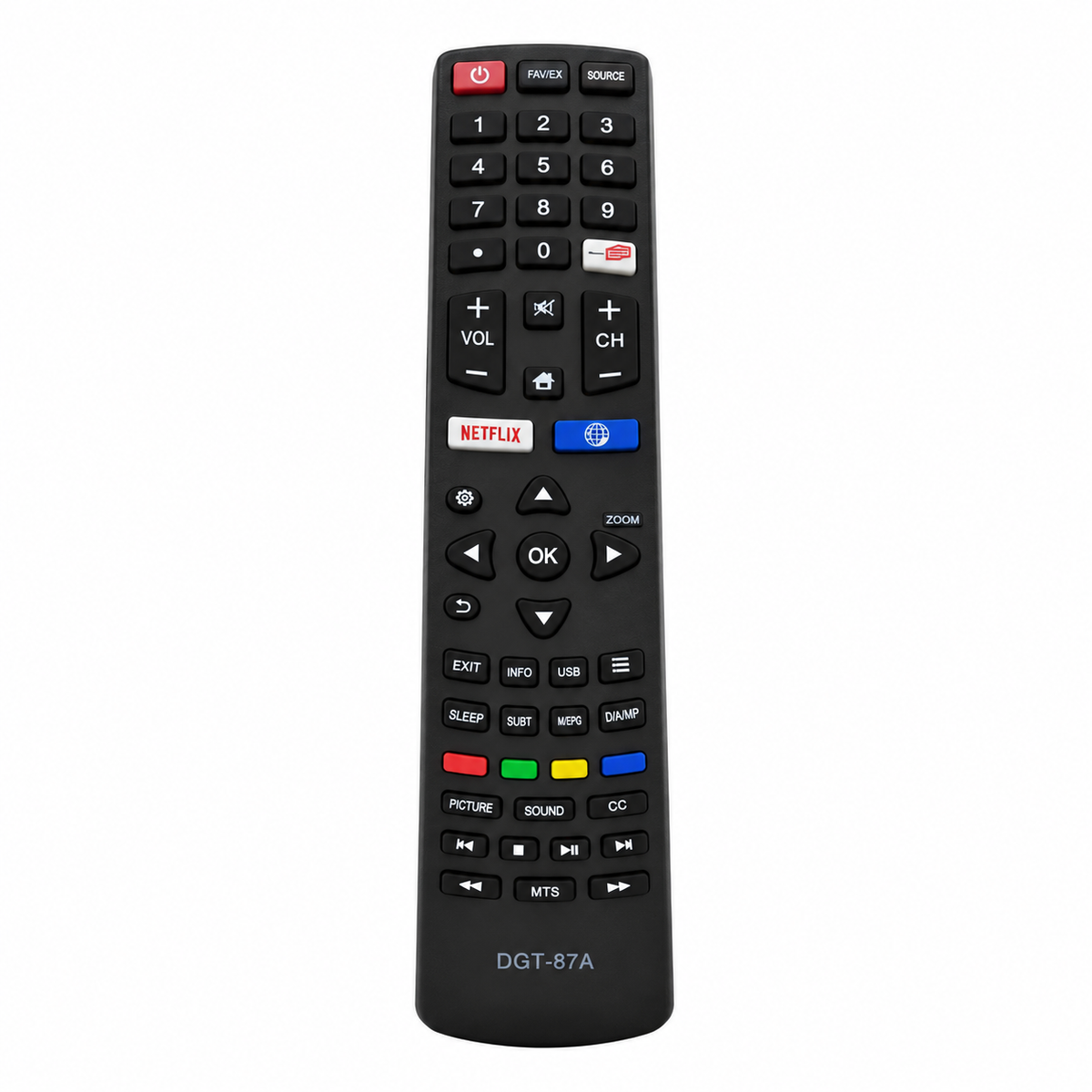 Control Remoto DGT-87A Compatible con Smart TV Master-G, Recco, Kioto y Onn