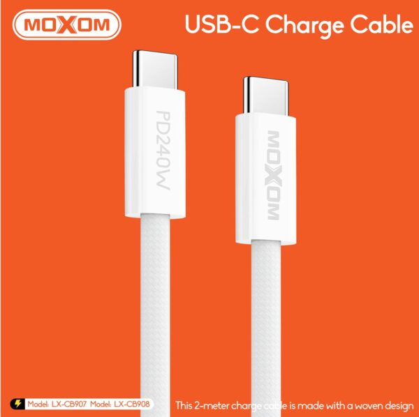 Cable Datos Moxom CB908 240W 2 metro Tipo C a Tipo C Carga Rápida
