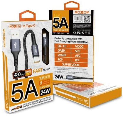 Cable dato Moxom CC-82 24W 5A USB a Tipo C Carga Rápida