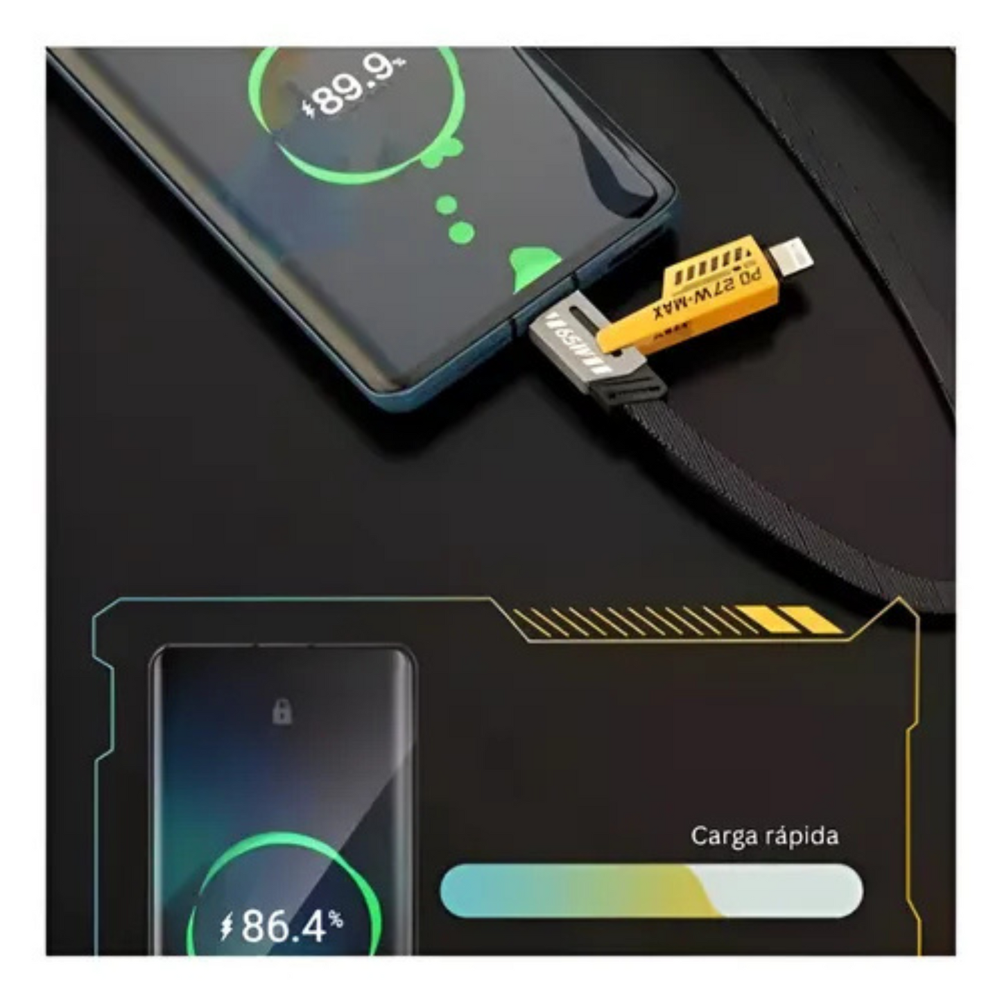 Cable Datos Ronpin 4 en 1 65W 27W Carga Rapida