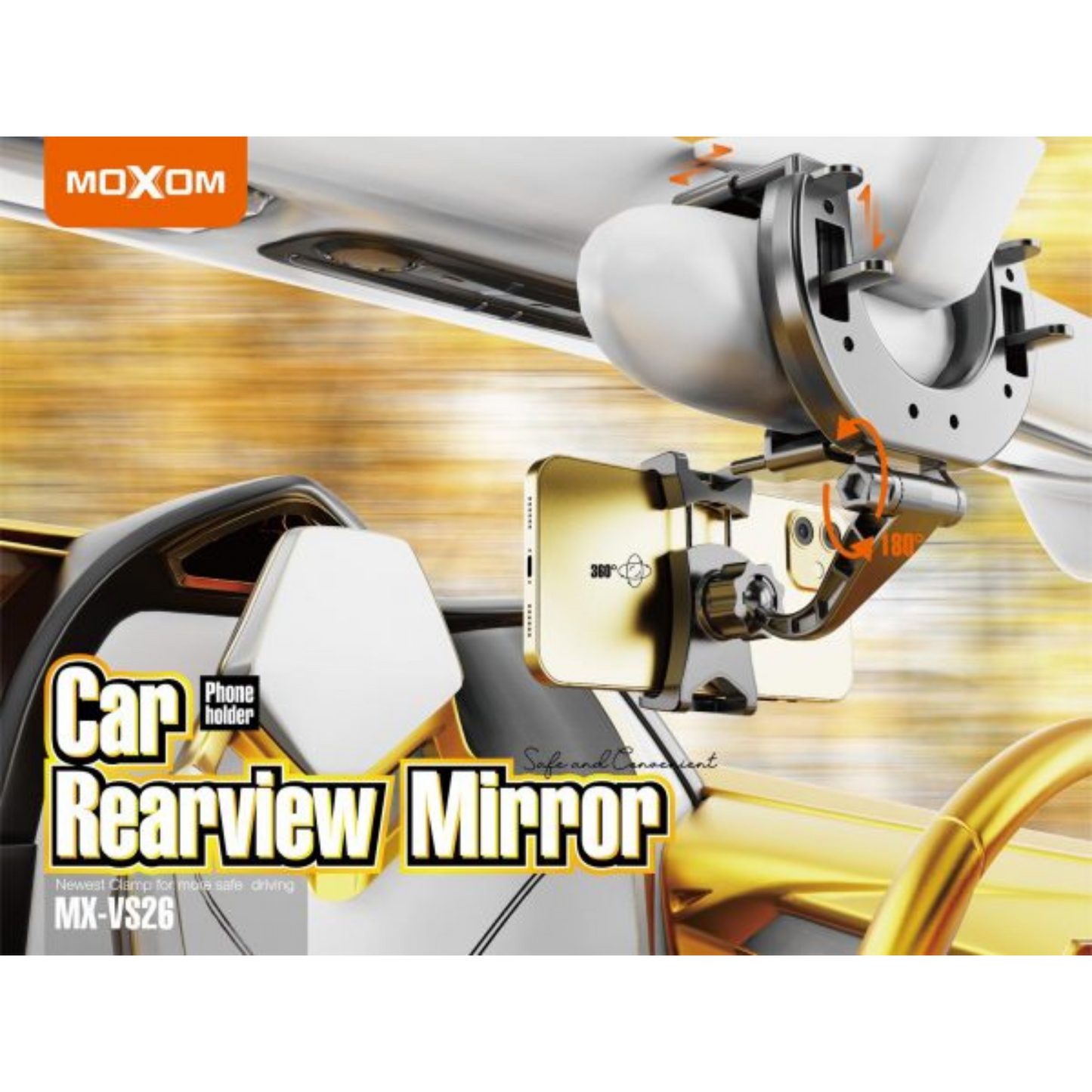 Soporte espejo retrovisor Moxom VS26 Brazo Antideslizante Giratorio de 360