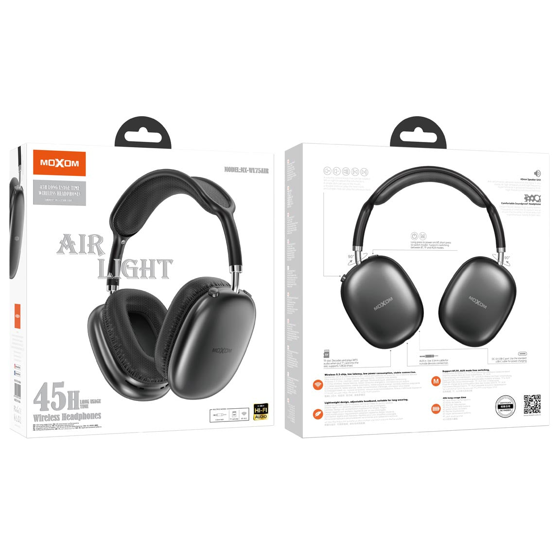 Audífonos Moxom WL75AIR Bluetooth 45 hrs.