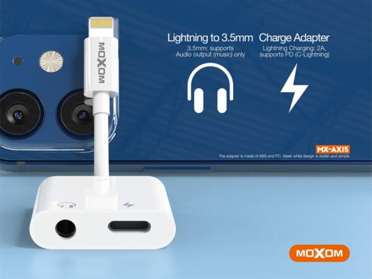 Adaptador Moxom AX15 jack 3.5 Lightning a Lightning