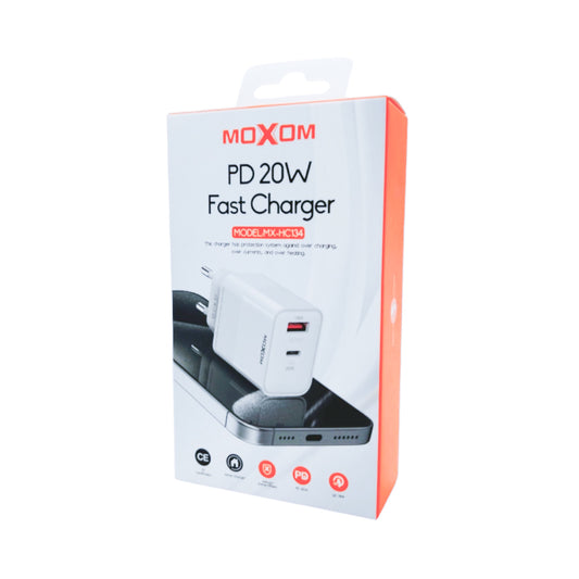 Cargador Moxom HC134 20W USB + Tipo C