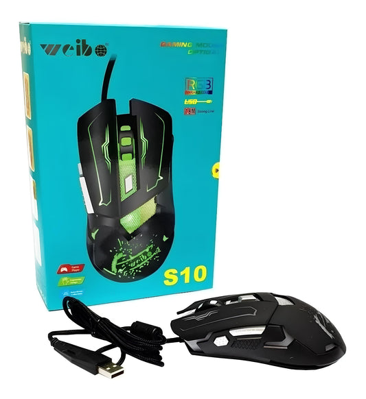 Mouse Gamer Weibo S10 3200dpi 6 Botones RGB