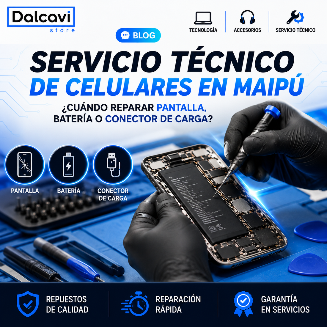 Servicio técnico de celulares en Maipú: ¿cuándo reparar pantalla, batería o conector de carga?