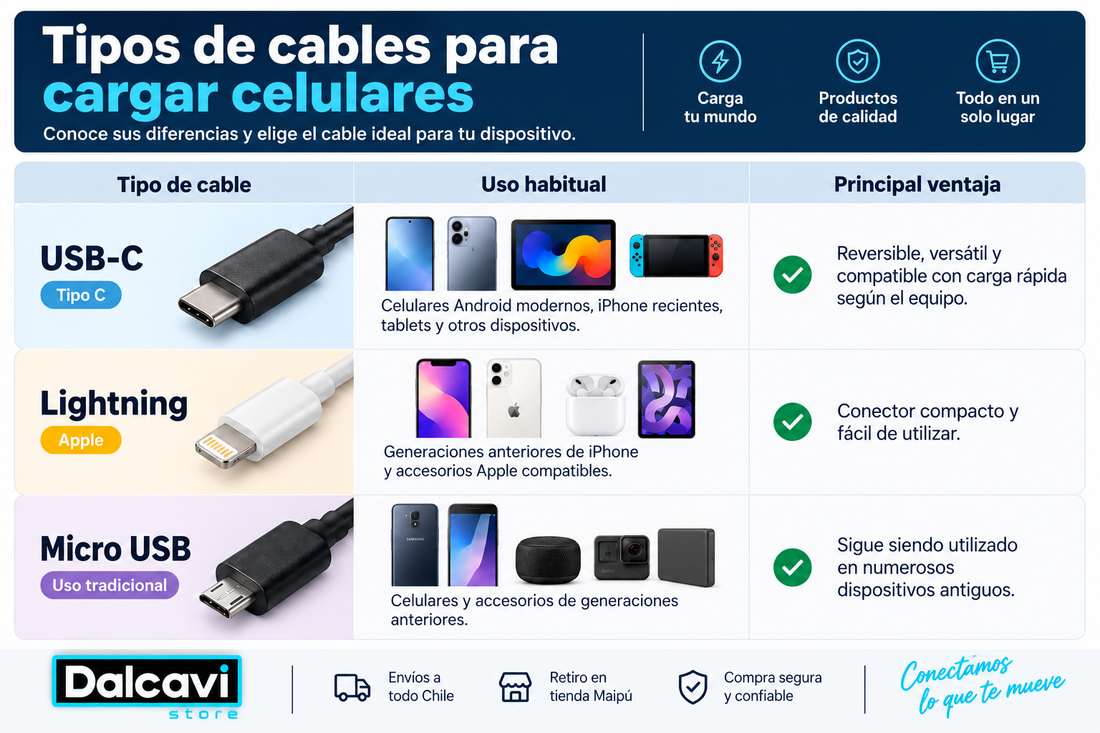 Tipos de cables para cargar celulares: ¿cuál necesitas?