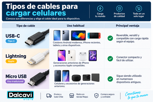 Tipos de cables para cargar celulares: ¿cuál necesitas?