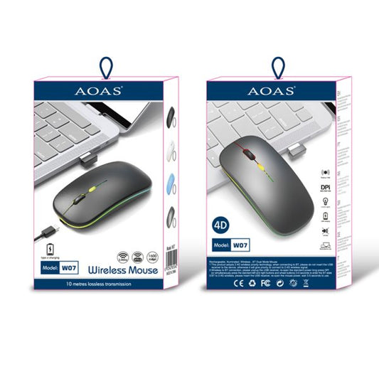 Mouse recargable AOAS W07 USB y BLUETOOTH