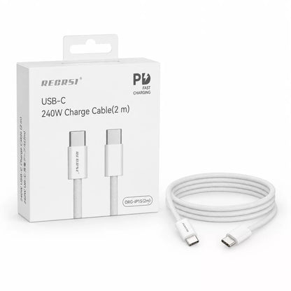 Cable USB-C a USB-C RECRSI ORG-IP15 240W de 2 Metros – Blanco