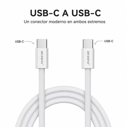 Cable USB-C a USB-C RECRSI ORG-IP15 240W de 2 Metros – Blanco