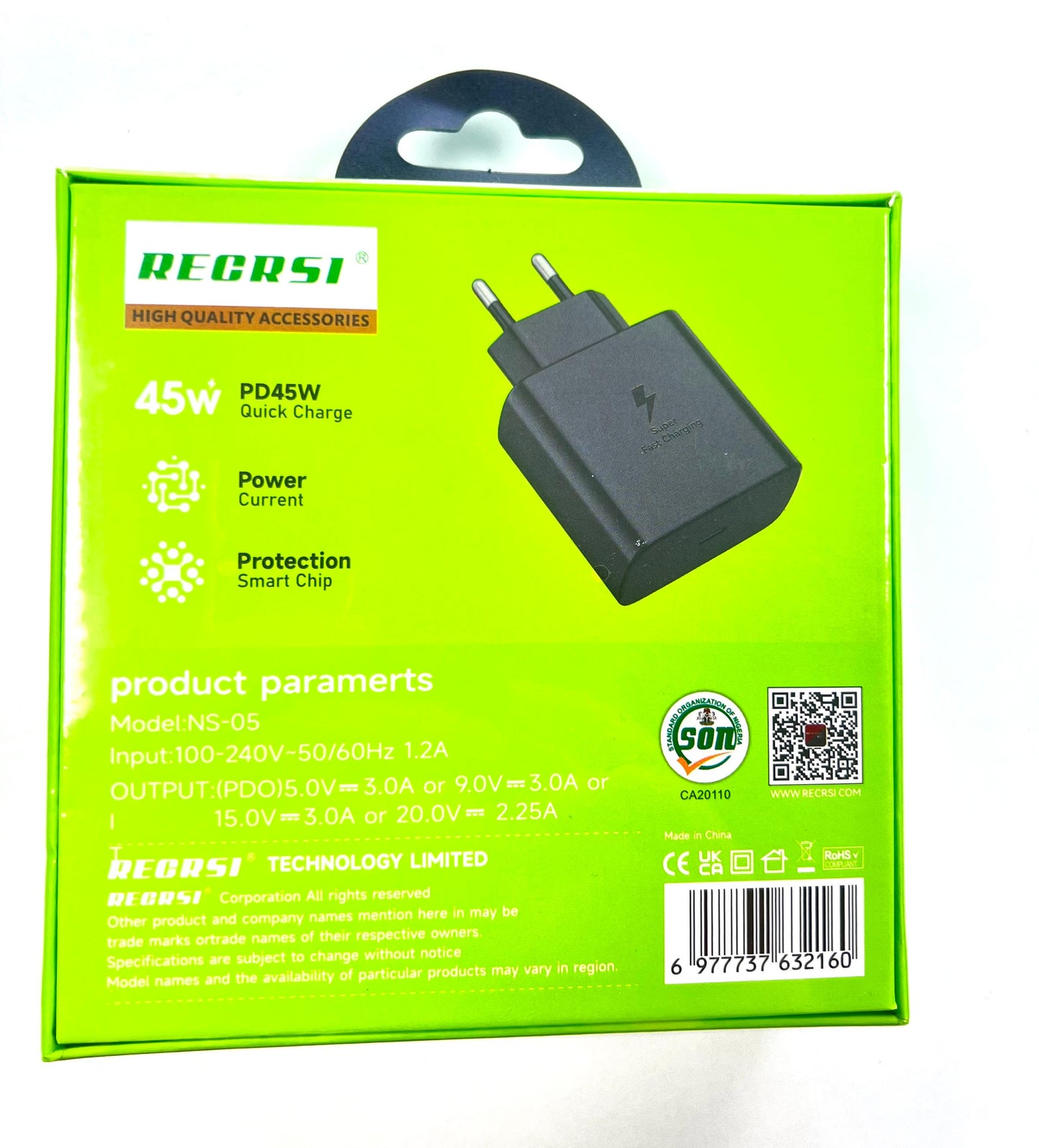 Cargador Recrsi 45w Tipo C PD NS-05