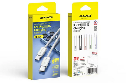 Cable AWEI CL-220T USB-C a USB-C 60W – 2 Metros