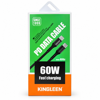 Cable USB-C a USB-C KINGLEEN K69C 60W de 1 metro