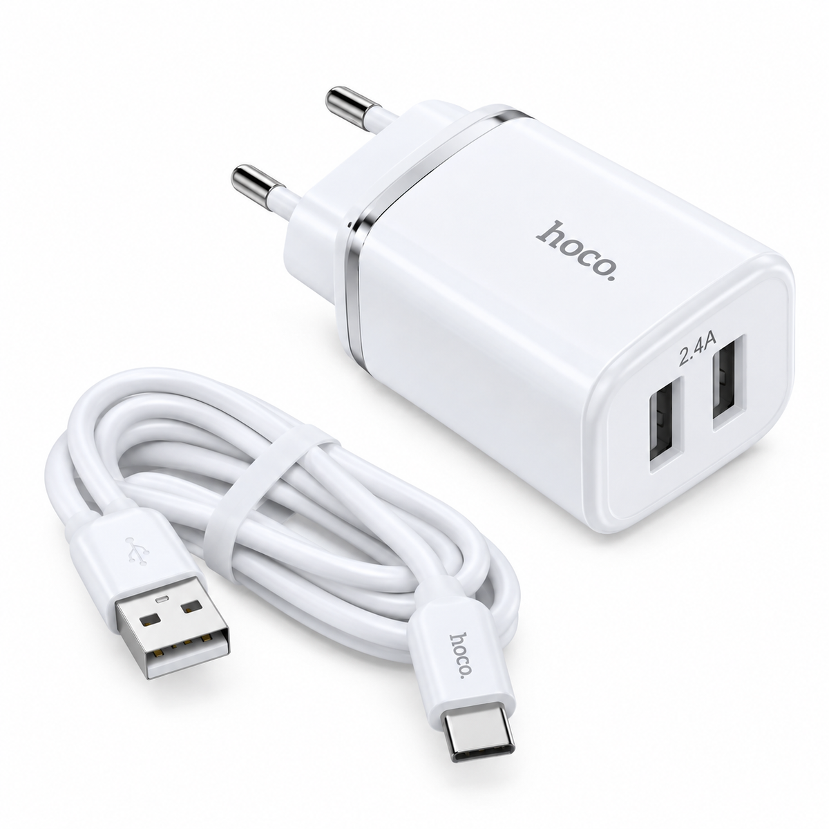 Cargador Hoco N4 2.4A Doble USB con Cable USB-C