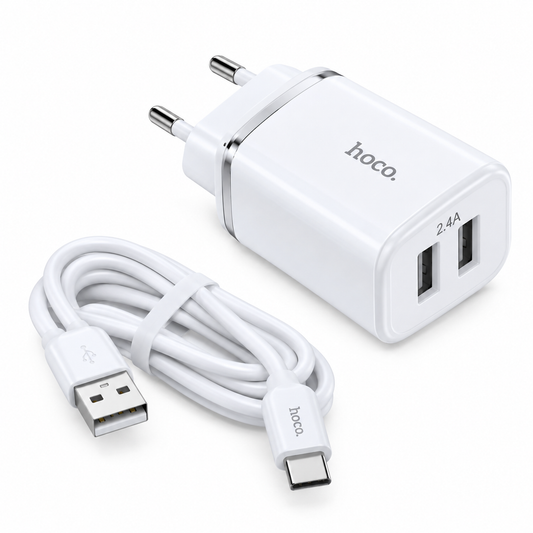 Cargador Hoco N4 2.4A Doble USB con Cable USB-C vista 2