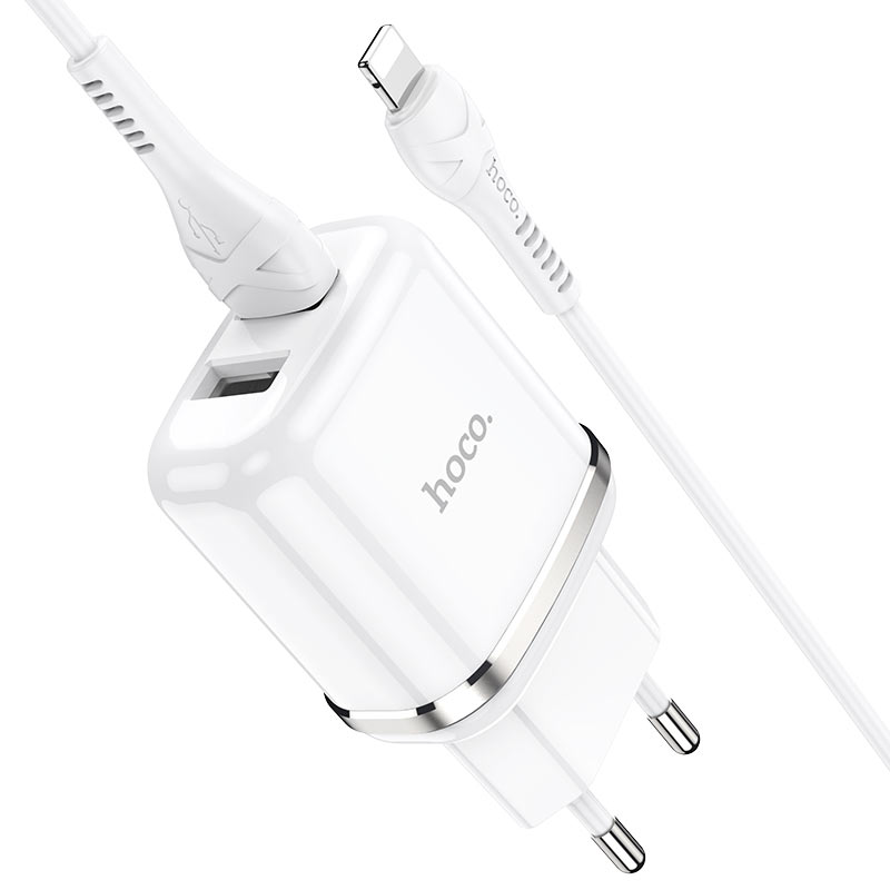 Cargador Hoco N4 2.4A Doble USB con Cable Lightning vista 4