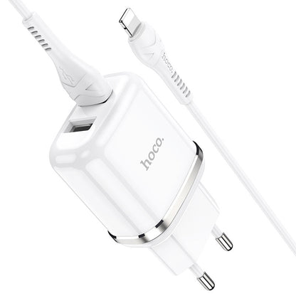 Cargador Hoco N4 2.4A Doble USB con Cable Lightning vista 4