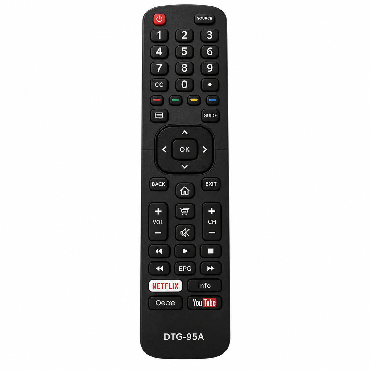 Control Remoto DGT-95A para Smart TV Hisense, RCA, Sharp y BGH