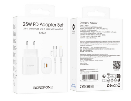 Borofone BA82A 25W USB-C con Cable Lightning para iPhone