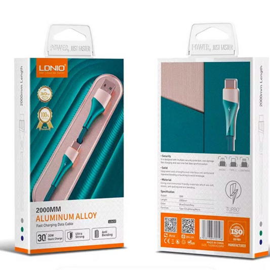Cable Datos LDnio 30W USB a TIpo C Carga Rapida