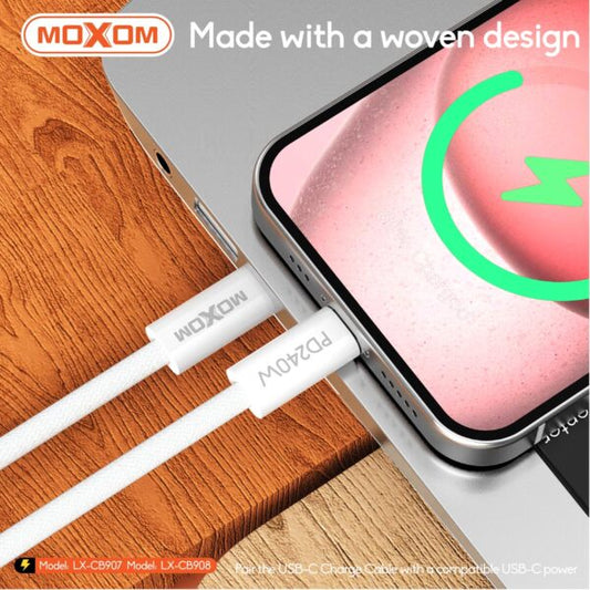 Cable Datos Moxom CB908 240W 2 metro Tipo C a Tipo C Carga Rápida