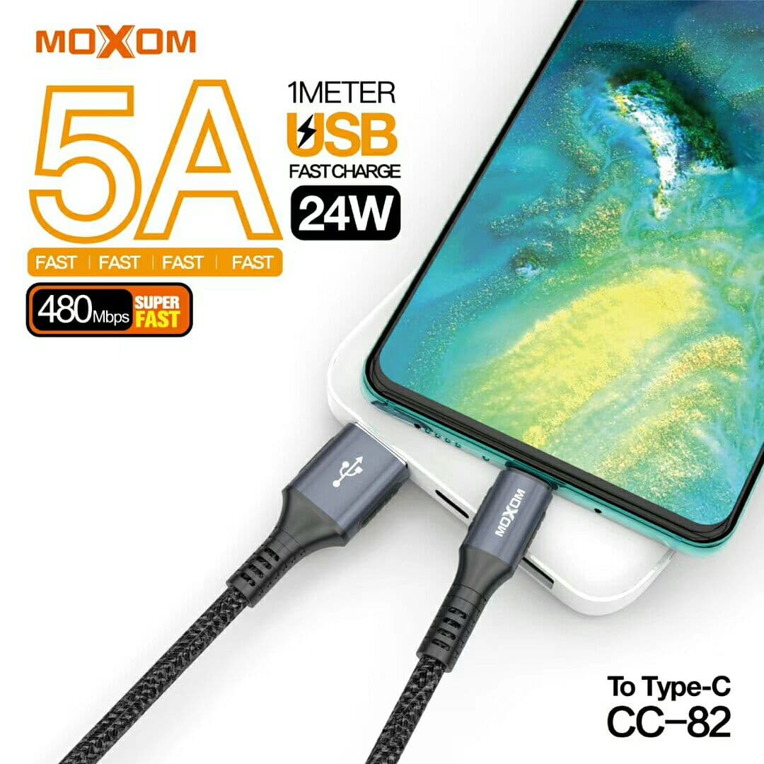 Cable dato Moxom CC-82 24W 5A USB a Tipo C Carga Rápida