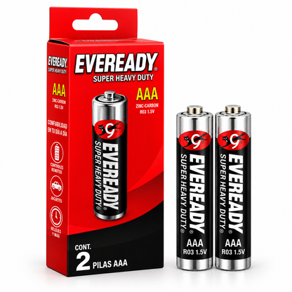 Pack 2 Pilas Eveready AAA Super Heavy Duty | 1.5V