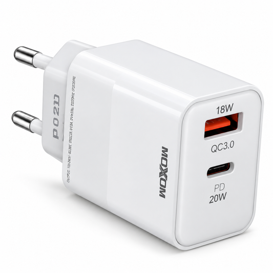Cargador Moxom HC134 20W USB-C + USB-A – Carga dos dispositivos a la vez