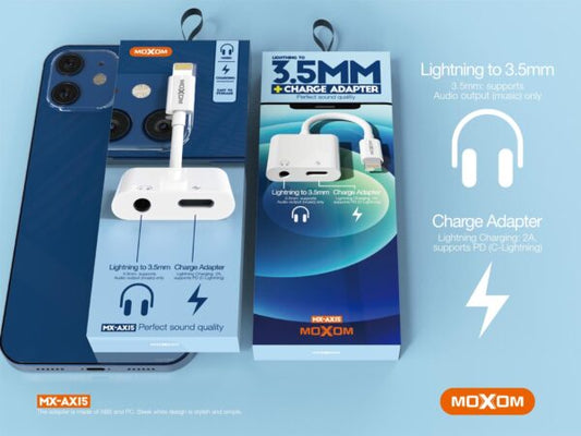 Adaptador Moxom AX15 jack 3.5  Lightning a Lightning