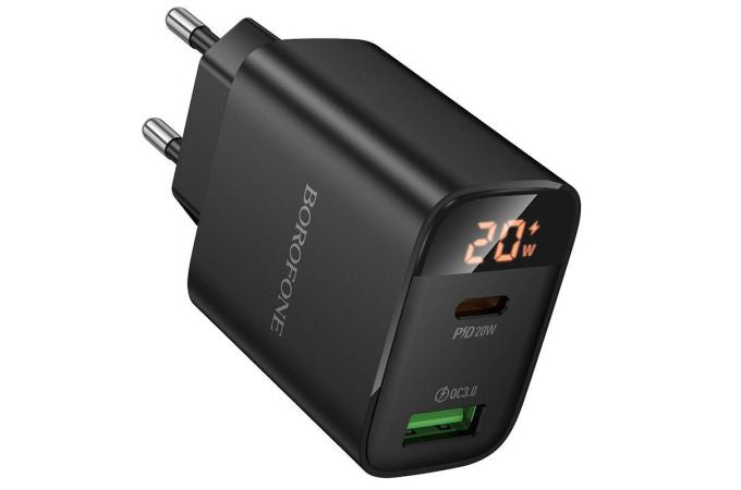 Cargador Borofone BA96A 20W USB-C y USB-A con Indicador Digital
