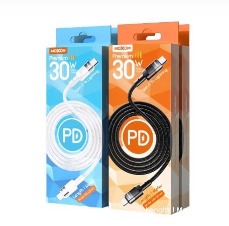 Cable Tipo C a Lightning Moxom CB140 30W – Carga rápida para iPhone - Negro