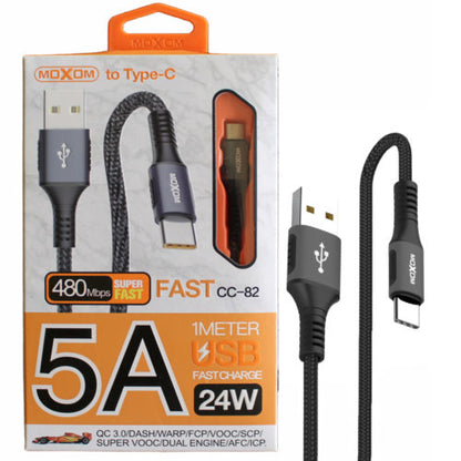 Cable dato Moxom CC-82 24W 5A USB a Tipo C Carga Rápida