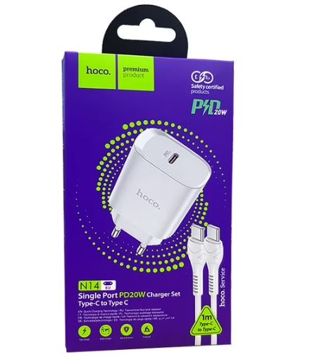 Cargador Hoco N14 PD20W con cable USB C a USB C