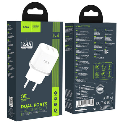 Cargador Hoco N4 2.4A  2 USB con Cable USB a Lightning