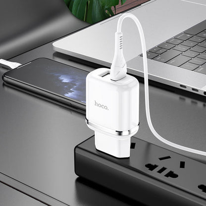 Cargador Hoco N4 2.4A  2 USB con Cable USB a Lightning
