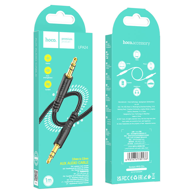 Cable Auxiliar Hoco UPA24 Jack 3,5 a Jack 3,5
