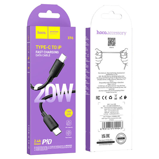 Cable Datos Hoco X96 Hyper 20W carga rápida Tipo-C a Lightning