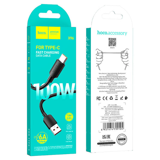 Cable Datos Hoco X96 Hyper 100W carga rápida USB a Tipo-C