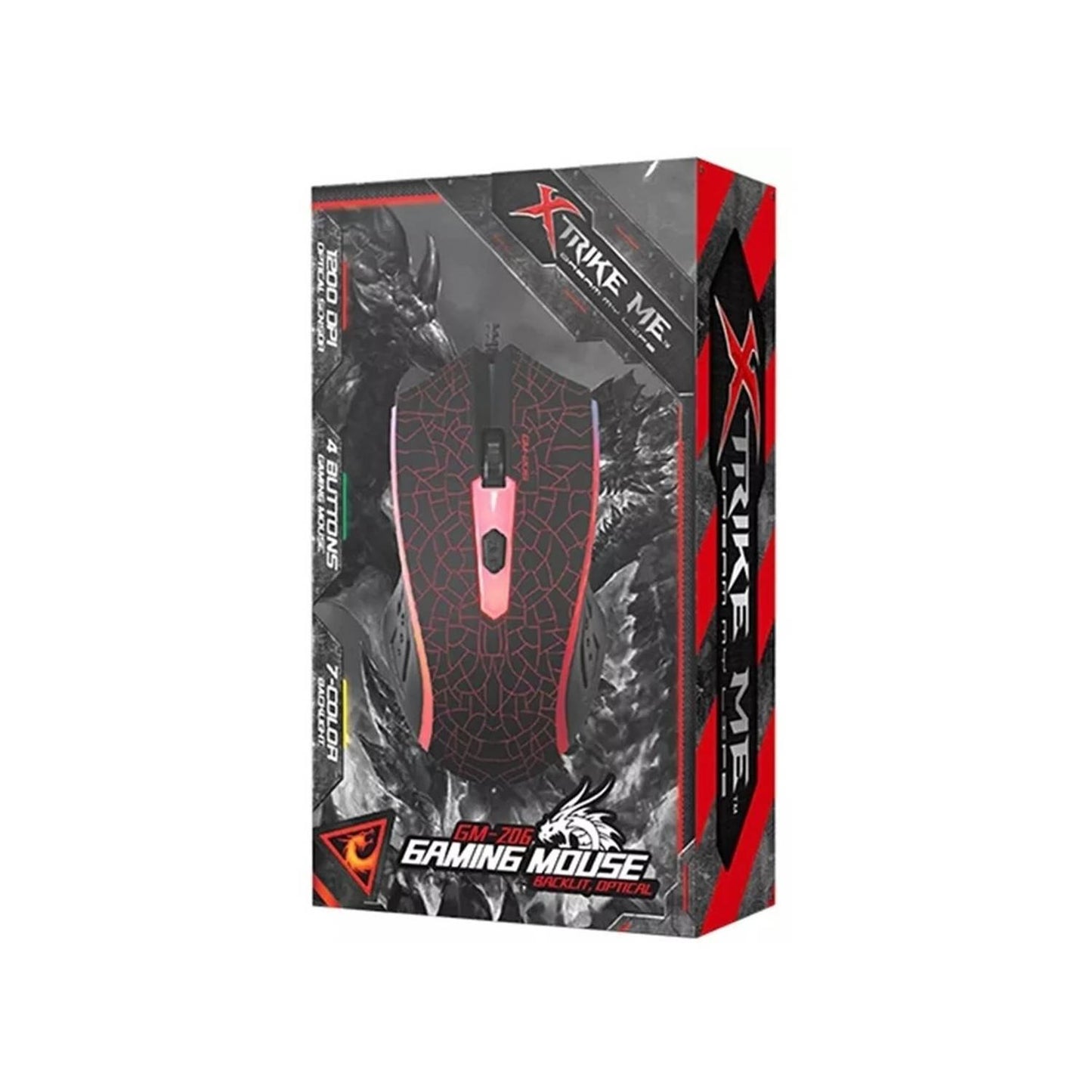 Mouse Gamer Xtrike Me GM-206 1200 Dpi 4 Botones RGB