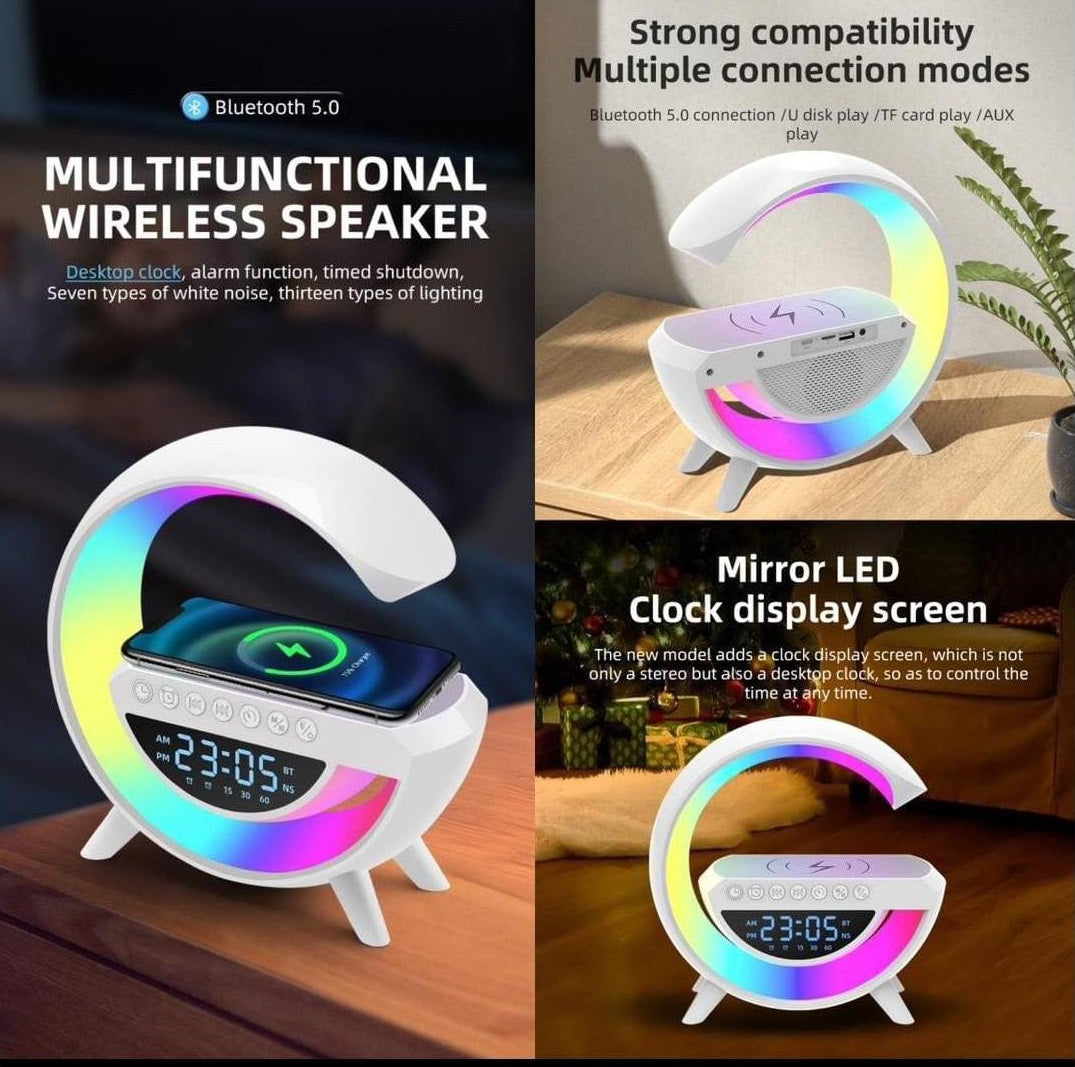Lámpara Rgb Parlante Bluetooth con Cargador Inalámbrico BT2307