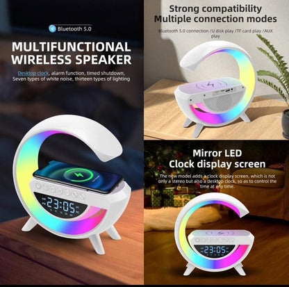 Lámpara Rgb Parlante Bluetooth con Cargador Inalámbrico BT2307