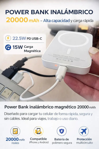 Power Bank Solma Inalámbrico 20.000 mah 22.5w Pd Usb-c