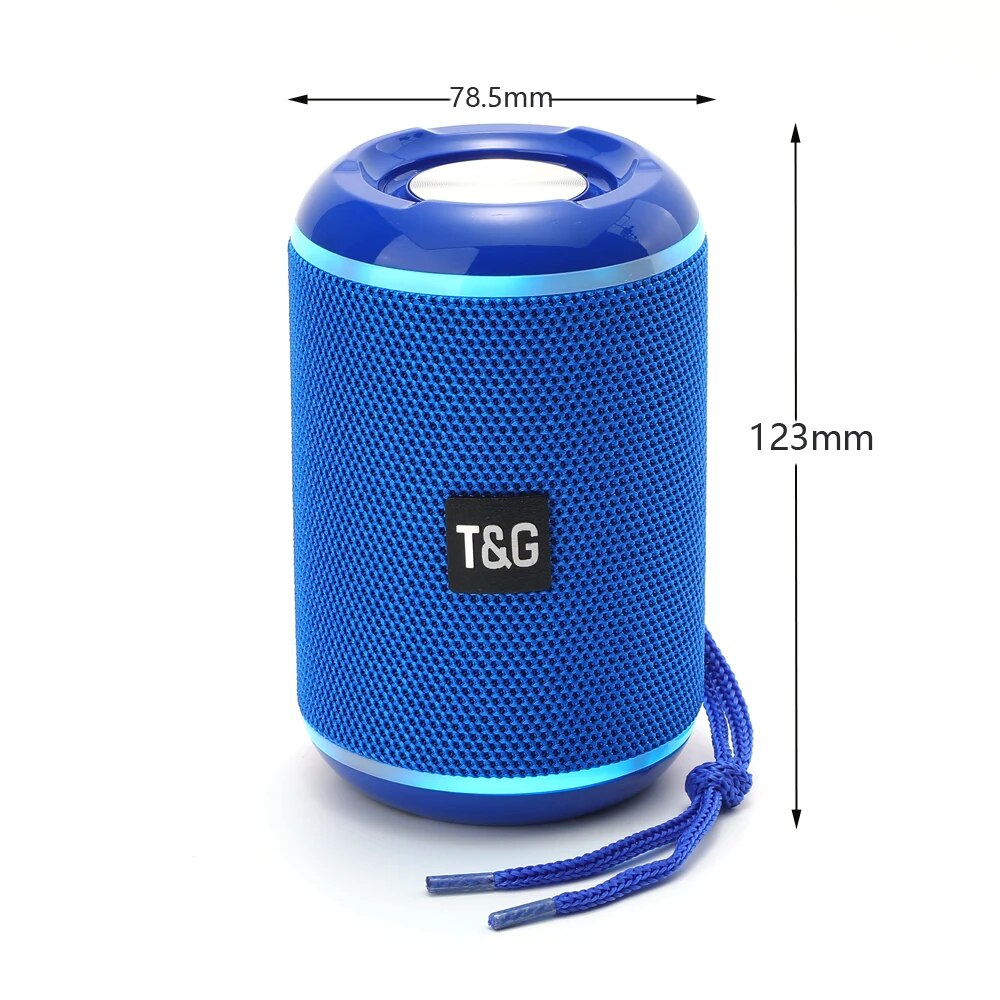 Parlante Bluetooth Portátil T&G 291 – Sonido HiFi con radio FM y luces LED - Azul
