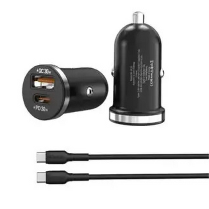 Cargador Automovil MOXOM VC33 30W Carga Rapida Con Cable Tipo C a Tipo C